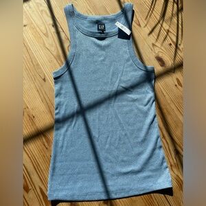 Gap rib halter tank top blue shimmer M Tall